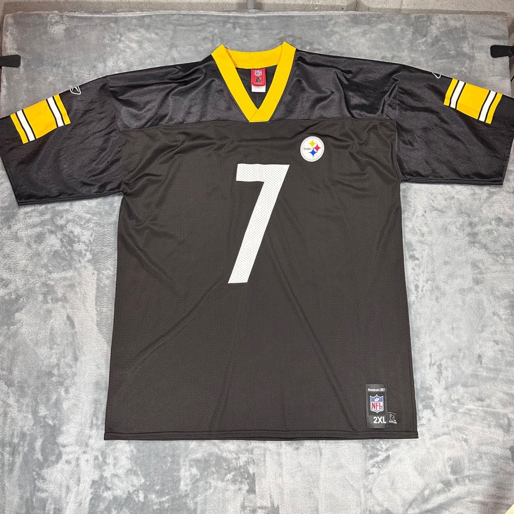 Reebok NFL Pittsburgh Steelers Ben Roethlisberger 7 Jersey Black Mens 2XL 7075A